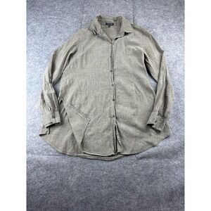 Eileen Fisher Women's M Linen Cotton Taupe Button Down Tunic Top Minimalist